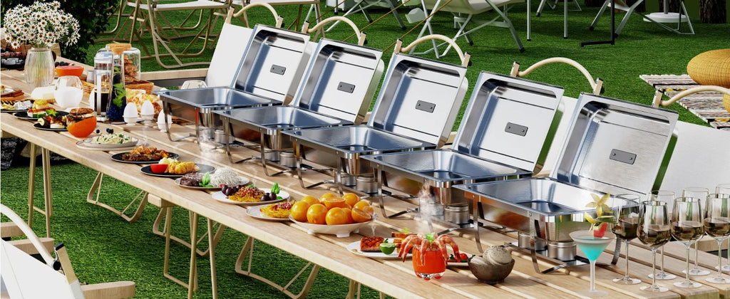 ROOMARK – ensemble de Buffet à réchaud 9QT, chauffe-catering en acier inoxydable de haute qualité, ensemble complet avec cadre épais pour fête de mariage