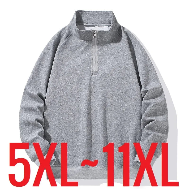 Sweat-Shirt à Demi Col Roulé pour Homme, Vêtement de Grande Taille, à Manches sulf, avec Fermeture Éclair, Adapté au Printemps et Automne, 10XL