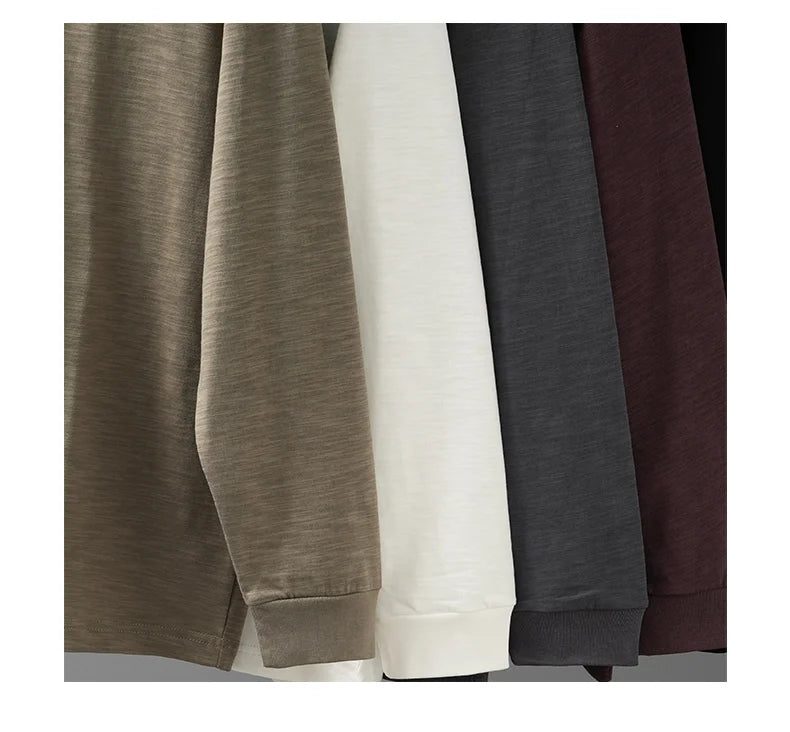 DUKEEN t-shirts à manches longues en coton flammé lourd pour hommes printemps et automne sous-vêtements respirants en pur coton vêtements pour hommes