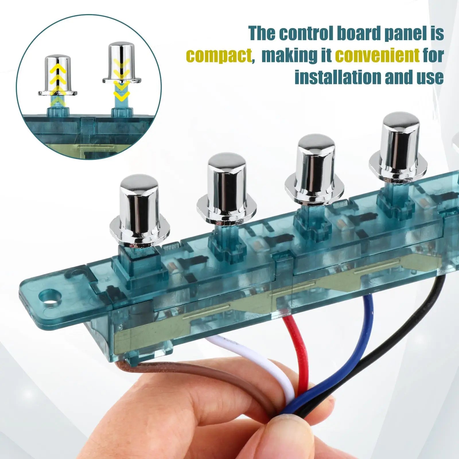 Interrupteur de hotte de cuisine, interrupteur à bouton-poussoir de hotte de cuisine, 5 boutons pour pièces, interrupteur de clavier de hotte de cuisine pour appareils de cuisine