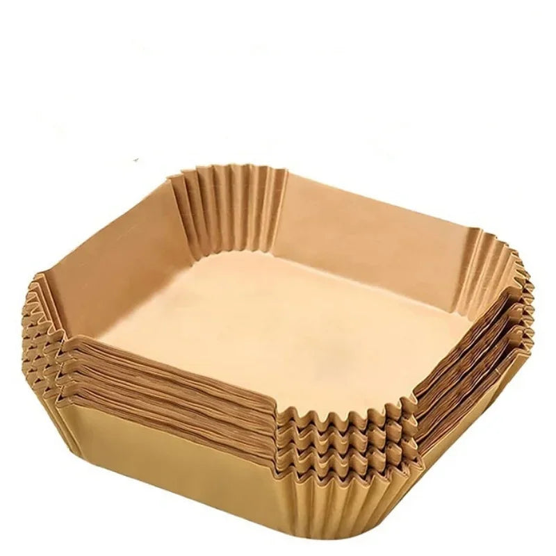 Doublures antiadhésives pour friteuse à Air, 100 pièces, papier parchemin étanche à l'huile, cuisson, rôtissage au micro-ondes, accessoires pour friteuse à Air prédécoupée