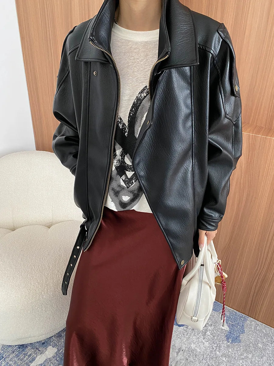 Veste à manches longues pour femme, col document, monochromatique, décontracté, printemps, automne