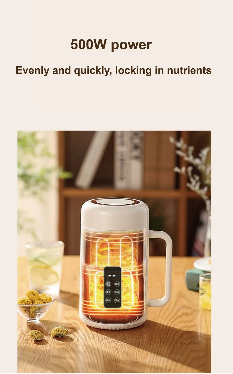 Bouilloire électrique 500W 12h, Pot spécial pour bouillie de rendez-vous, tasse de santé Portable en acier inoxydable 304, cuiseur à riz multifonctionnel 1L