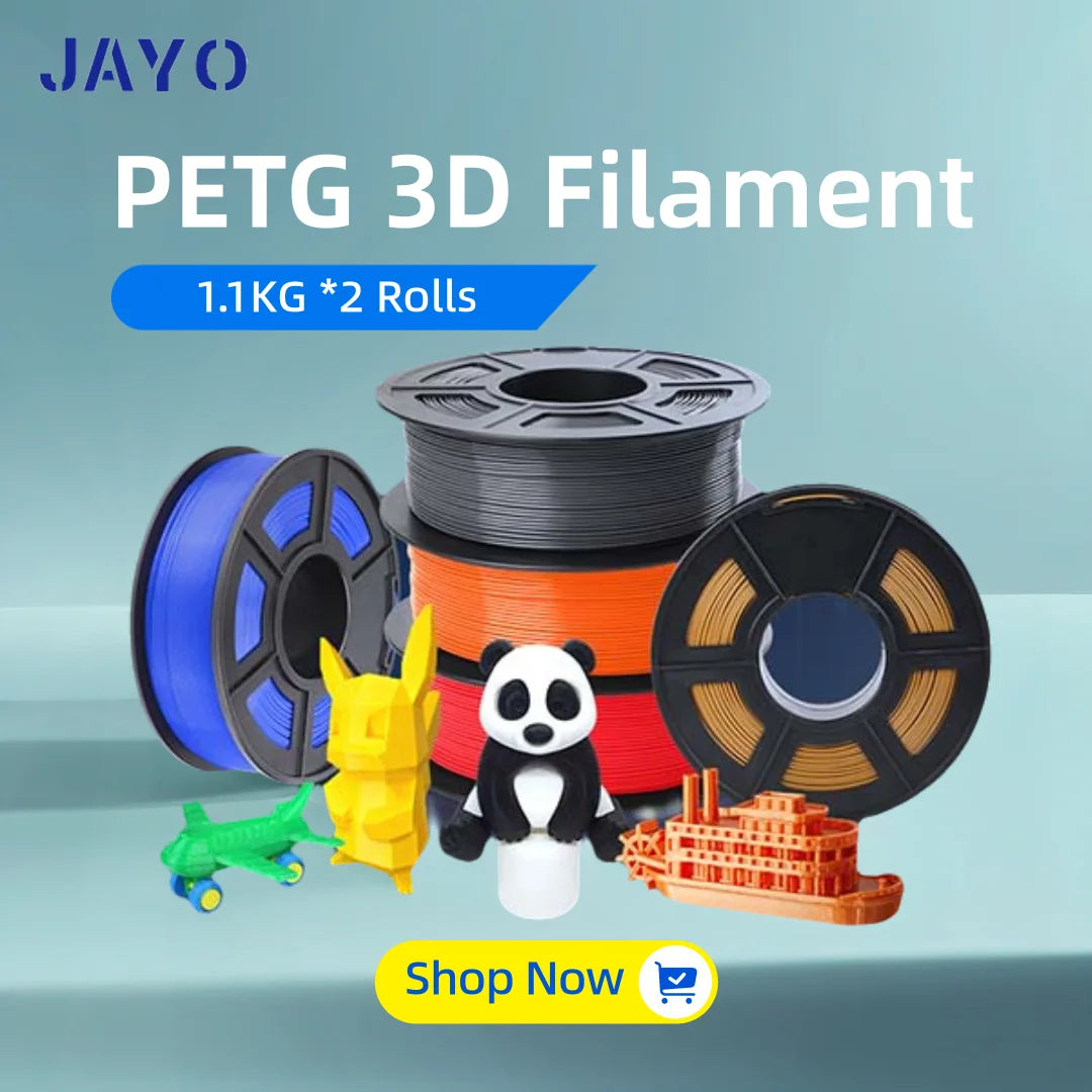 JAYO-Filament PETG pour imprimante 3D FDM, matériel d'impression 3D soigneusement enroulé, 2 rouleaux, 1.75mm, 2.2kg par ensemble