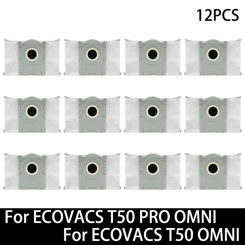 Accessoires pour ECOVACS T50 PRO OMNI / T50 OMNI : brosses latérales principales, chiffons de nettoyage, filtres HEPA, sacs à poussière, pièces détachées pour robot aspirateur
