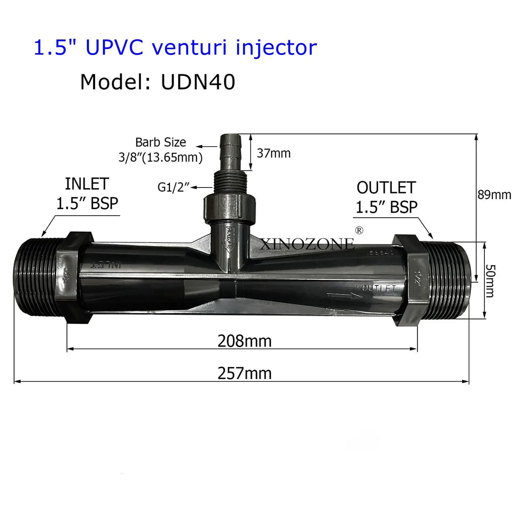 Livraison gratuite UPVC Venturi injecteur mélange gaz et liquide mélangeur connecteur mélange XINOZONE