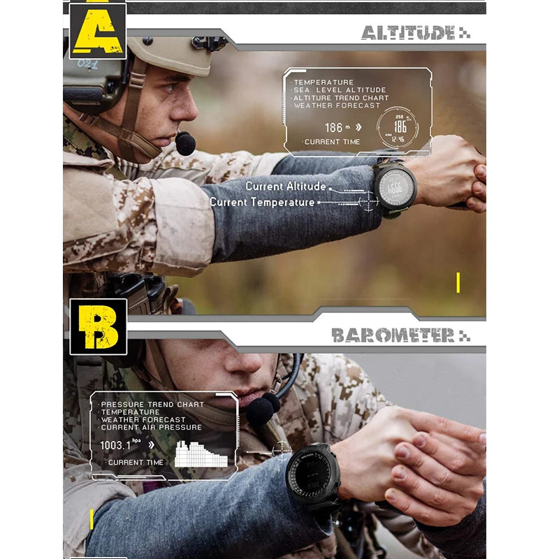 NORTH EDGE – montre numérique de sport pour hommes, heures de course, natation, armée militaire, altimètre, baromètre, boussole, étanche 50m
