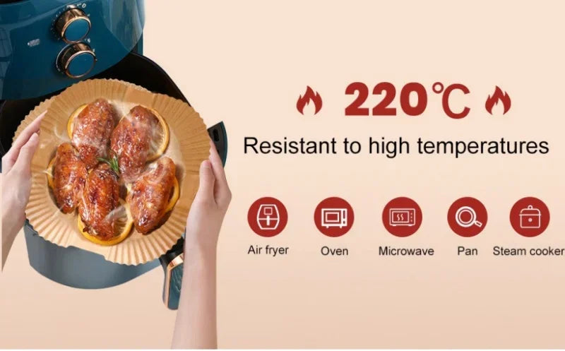 Doublures antiadhésives pour friteuse à Air, 100 pièces, papier parchemin étanche à l'huile, cuisson, rôtissage au micro-ondes, accessoires pour friteuse à Air prédécoupée