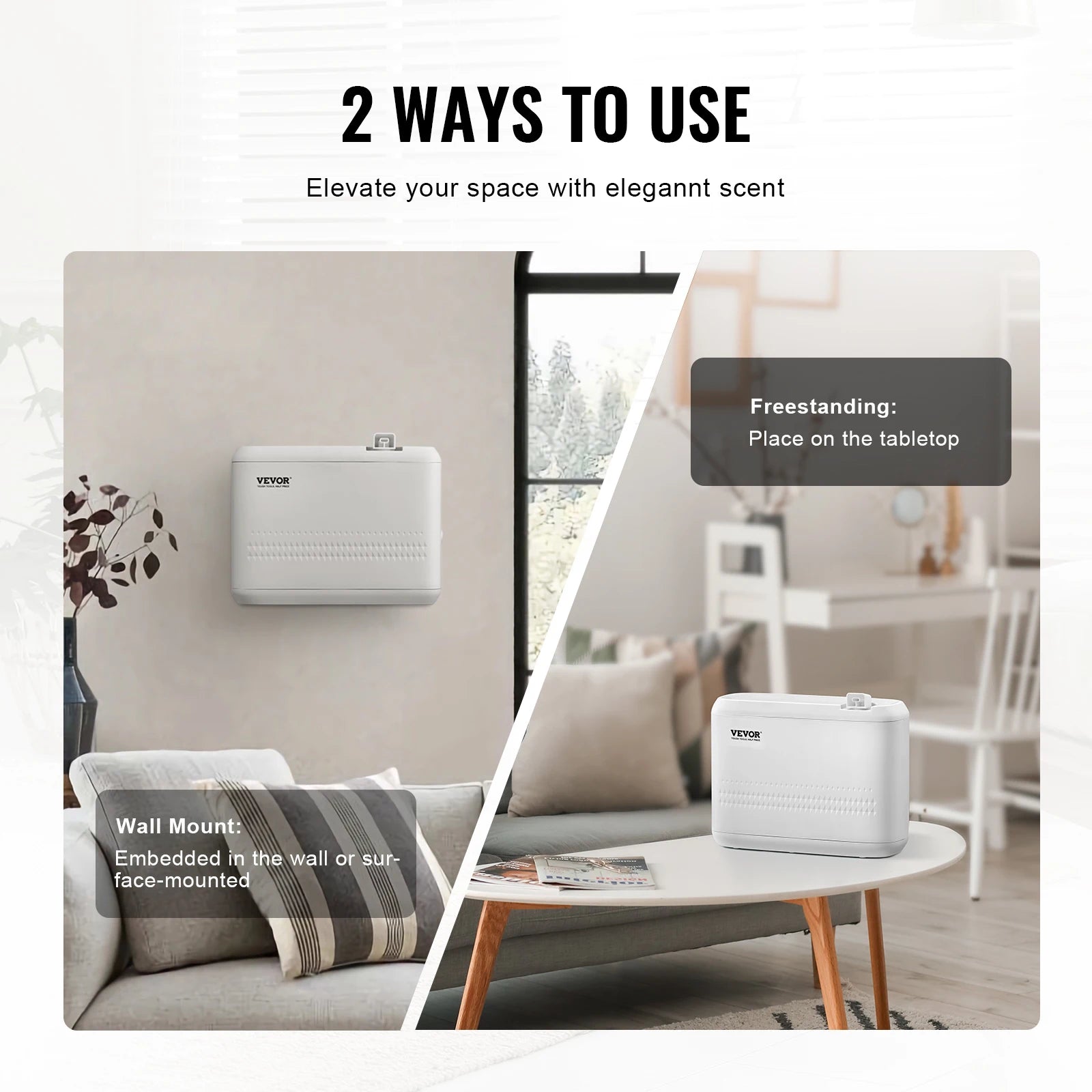 VEVOR Machine à air parfumé, diffuseur d'huiles essentielles intelligent Bluetooth 850 ml, diffuseur de parfum CVC sans eau air froid, machine de diffusion d'aromathérapie pour maison, bureau, hôtel
