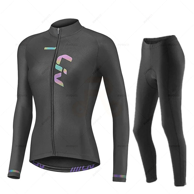Liv-Ensemble de maillots de cyclisme pour femmes, manches longues, vêtements de vélo, maillot VTT, Culotte, printemps, automne