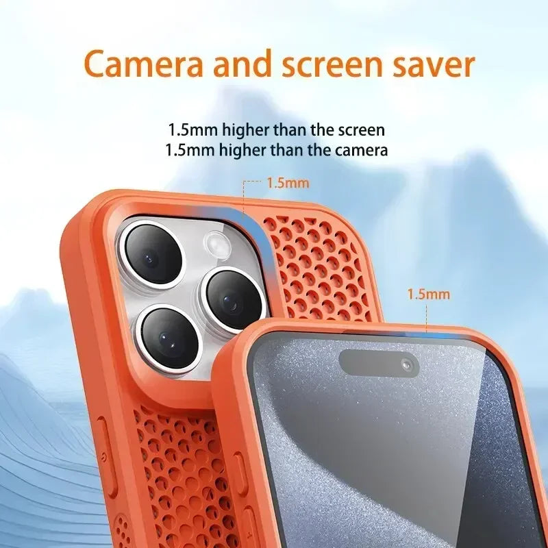 Coque de téléphone à Dissipation thermique et rafraîchissante, étui magnétique arrière rigide et respirant pour iPhone 17 16 15 14 13 12 11 Pro Max Plus pour Magsafe