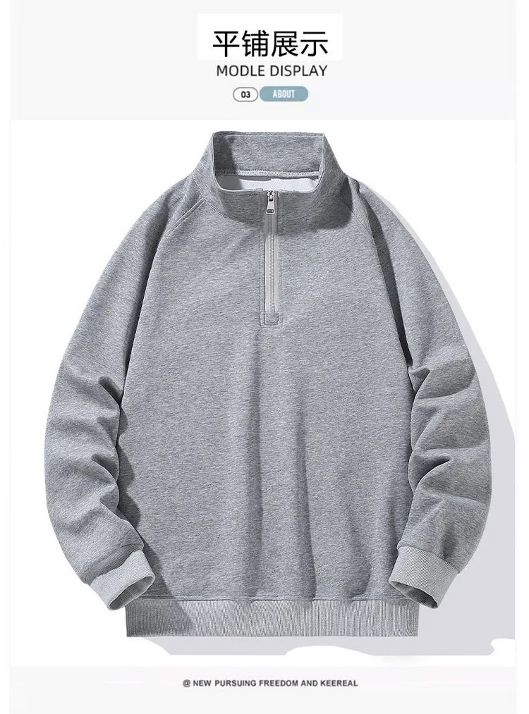 Sweat-Shirt à Demi Col Roulé pour Homme, Vêtement de Grande Taille, à Manches sulf, avec Fermeture Éclair, Adapté au Printemps et Automne, 10XL