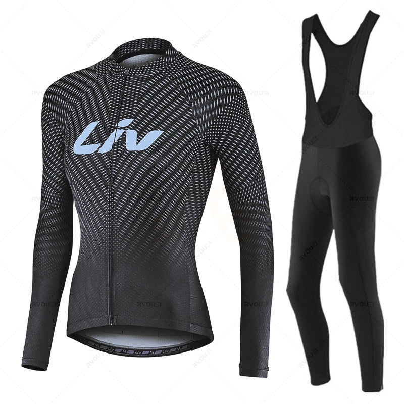 Liv-Ensemble de maillots de cyclisme pour femmes, manches longues, vêtements de vélo, maillot VTT, Culotte, printemps, automne