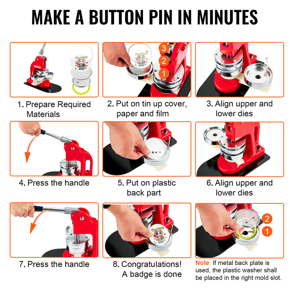 SucceBuy 25/32/58/75MM Machine de fabrication de badges broche de bouton de bricolage avec 500 pièces pièces gratuites Kit de presse cercle fabrication outil de fabrication de boutons