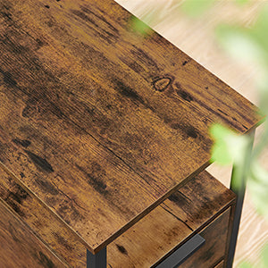Table d'Appoint - VASAGLE - Marron Camel et Noir d'Encre - Multiprise et Rangement