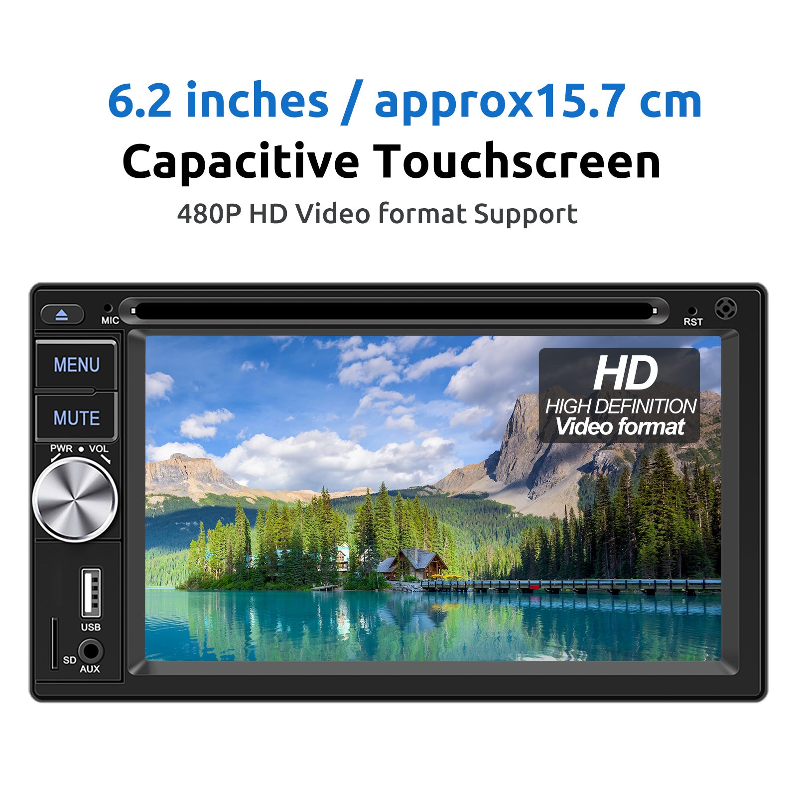 ESSGOO Autoradio 2DIN avec Écran Tactile de 6,2 Pouces. Lecteur CD/DVD, AM/FM, RDS, USB, Bluetooth, TF, AUX, CarPlay et Android Auto. Système Multimédia Complet avec Caméra. Idéal pour Améliorer Votre Expérience de Con