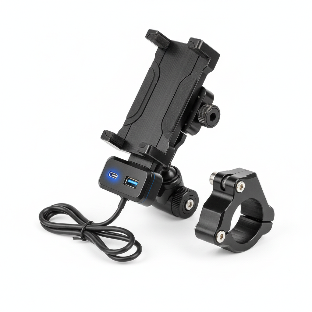 Support Smartphone Moto avec Chargeur USB - Étanche Rotation 360°