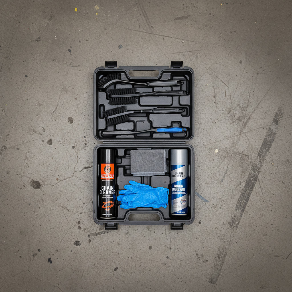 Kit Nettoyage Chaîne Moto - Brosses Professionnelles et Lubrifiant