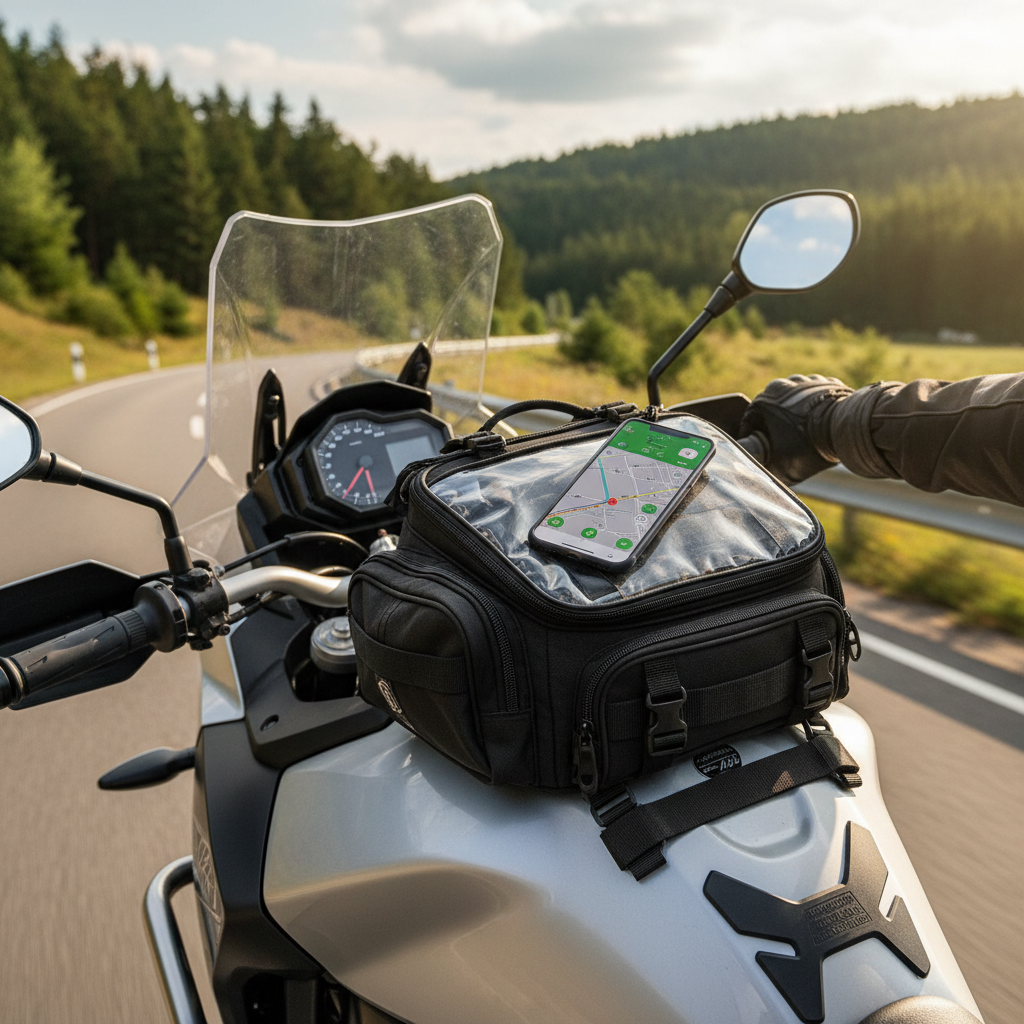 Sacoche Réservoir Moto Magnétique - Étanche avec Poche Smartphone