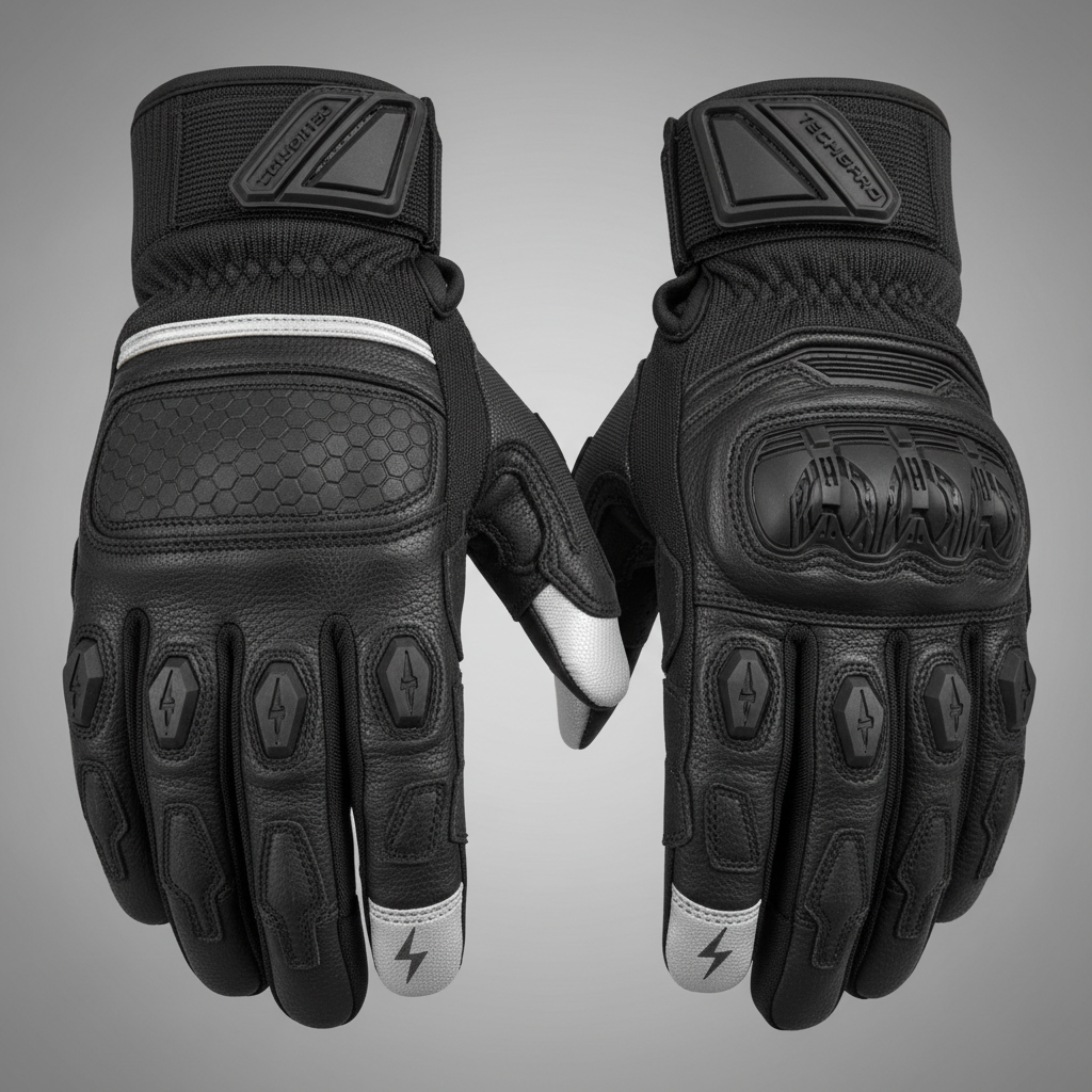 Gants Moto Cuir Renforcés - Protection Carbone Tactiles