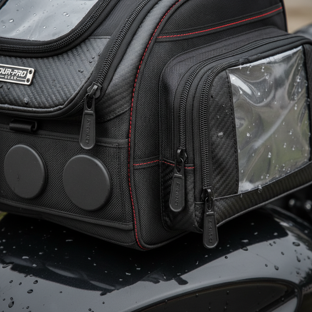Sacoche Réservoir Moto Magnétique - Étanche avec Poche Smartphone