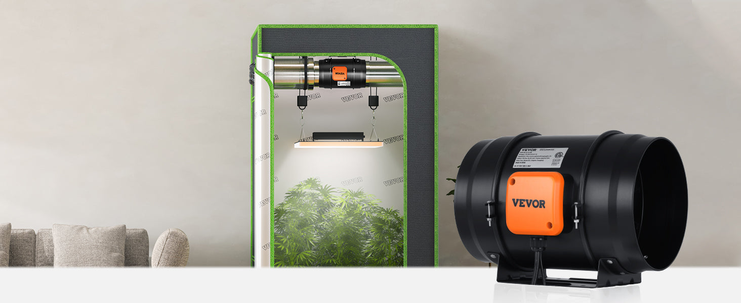 SucceBuy ventilateur de conduit en ligne échappement de Ventilation de moteur EC silencieux avec contrôleur de température et d'humidité pour les tentes de culture de Booster de refroidissement